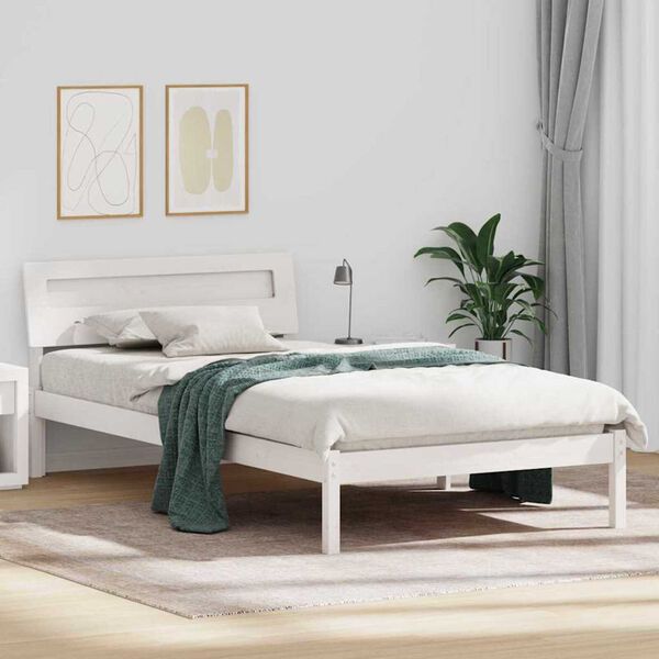 vidaXL Σκελετός Κρεβατιού Λευκό 90 x 190 cm Μασίφ ξύλο πεύκου