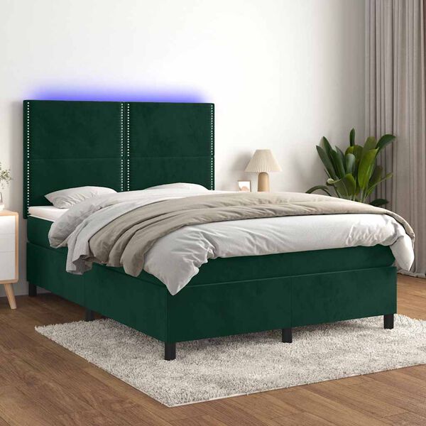 vidaXL &Kappa;&rho;&epsilon;&beta;ά&tau;&iota; Boxspring &mu;&epsilon; &Sigma;&tau;&rho;ώ&mu;&alpha; & LED &Sigma;&kappa;. &Pi;&rho;ά&sigma;&iota;&nu;&omicron; 140x190&epsilon;&kappa; &Beta;&epsilon;&lambda;&omicron;ύ&delta;&omicron;