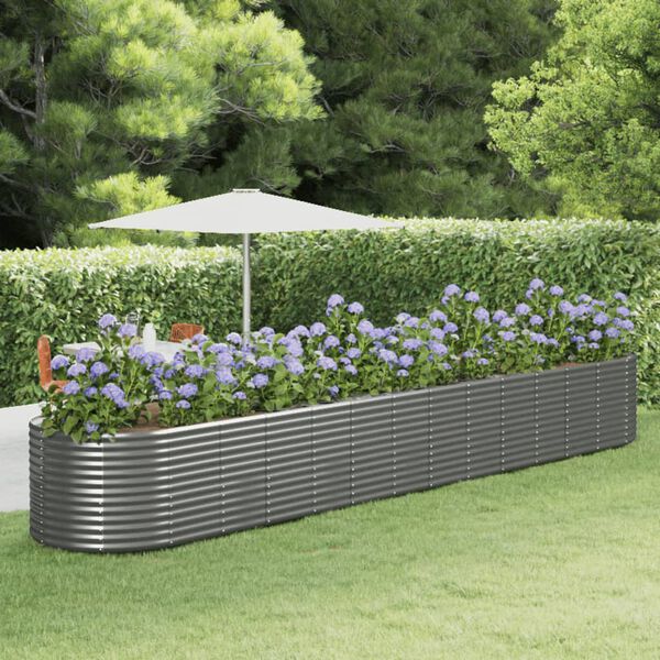 vidaXL Ζαρντινιέρα Γκρι 554x100x68 εκ. Ατσάλι με Ηλεκτρ. Βαφή Πούδρας