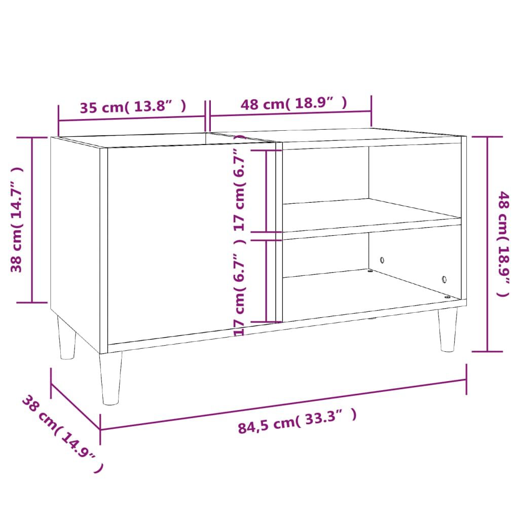 vidaXL Δισκοθήκη Γυαλιστερή Λευκή 84,5x38x48 εκ. Επεξεργασμένο Ξύλο