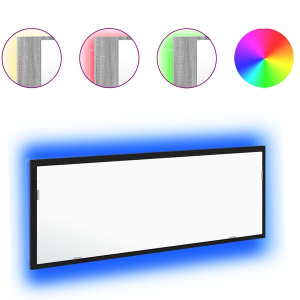 vidaXL Καθρέφτης μπάνιου LED Μαύρη Οξυά 100 x 8,5 x 37 εκ. Γυαλί