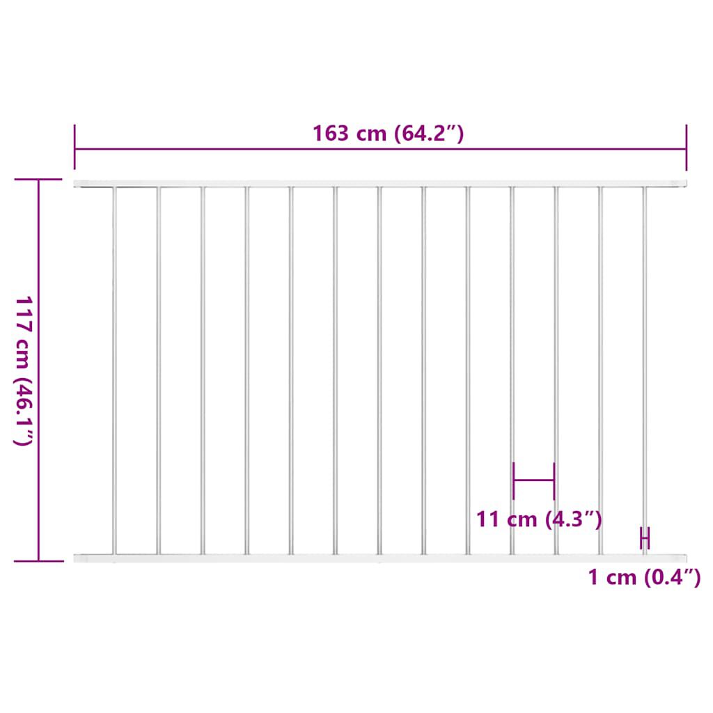 vidaXL Πάνελ Περίφραξης Λευκό 1,63x1,17 μ Ατσάλι με Ηλεκτροστατική Βαφή