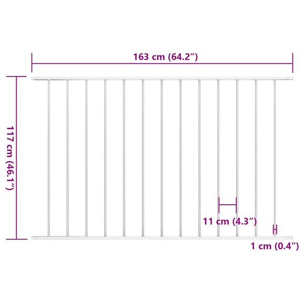 vidaXL Πάνελ Περίφραξης Λευκό 1,63x1,17 μ Ατσάλι με Ηλεκτροστατική Βαφή