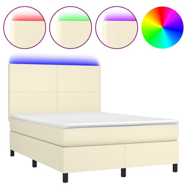 vidaXL &Kappa;&rho;&epsilon;&beta;ά&tau;&iota; Boxspring &mu;&epsilon; &Sigma;&tau;&rho;ώ&mu;&alpha; & LED &Kappa;&rho;&epsilon;&mu; 140x200 &epsilon;&kappa;. &Sigma;&upsilon;&nu;&theta;. &Delta;έ&rho;&mu;&alpha;