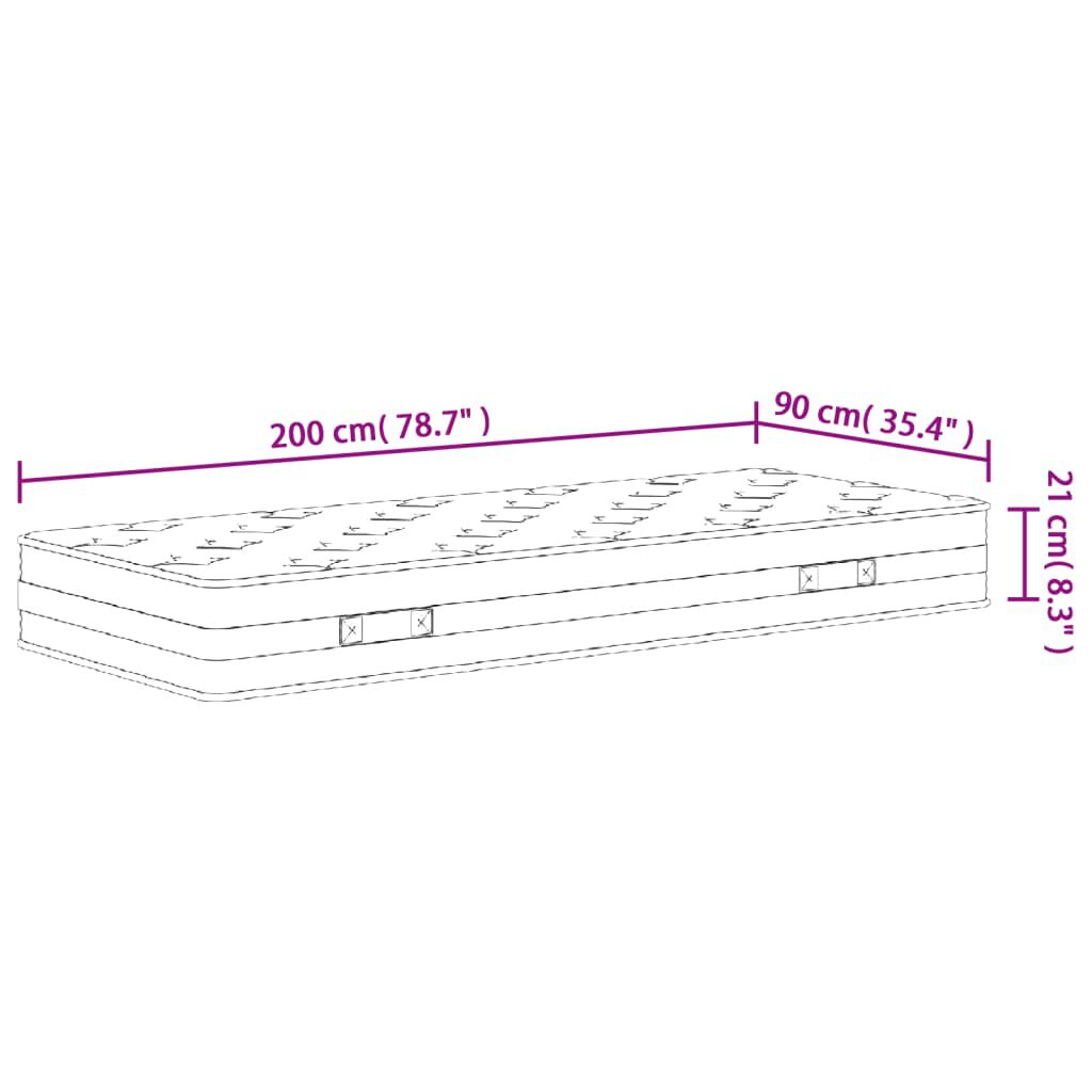 vidaXL Στρώμα με Bonnell Springs Medium 90 x 200 εκ.