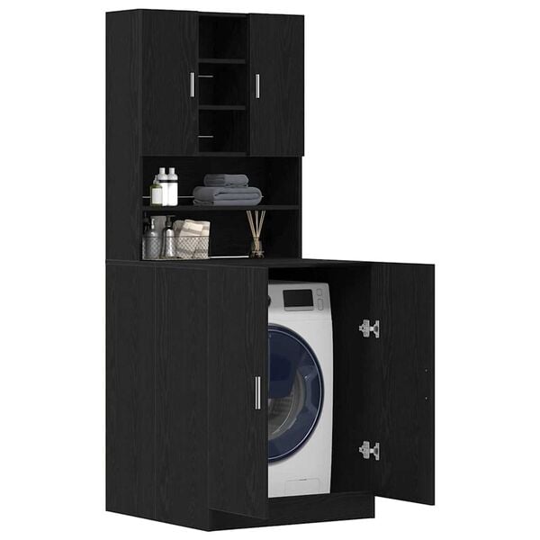 vidaXL Ντουλάπι πλυντηρίου 2 pcs Μαύρη δρυς 70.5 x 71.5 x 181.5 εκ
