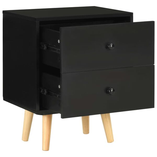 vidaXL Κομοδίνα 2 τεμ. Μαύρα 40 x 30 x 50 εκ. από Μασίφ Ξύλο Πεύκου