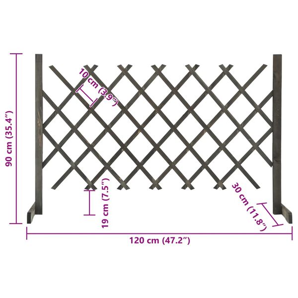 vidaXL Καφασωτό Φράχτης Κήπου Γκρι 120x90 εκ. Μασίφ Ξύλο Ελάτης