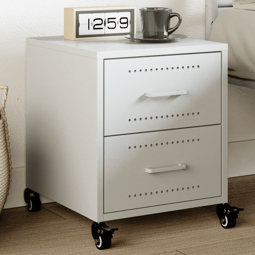 vidaXL Κομοδίνο Λευκό 36x39x43,5 εκ. από Χάλυβα