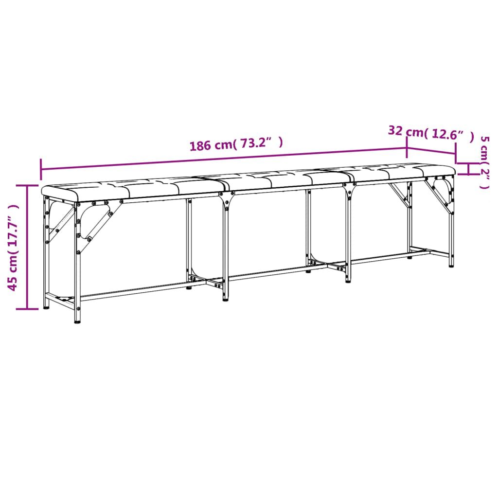 vidaXL Πάγκος Τραπεζαρίας Σκούρο Γκρι 186x32x45 εκ. Ατσάλι / Ύφασμα