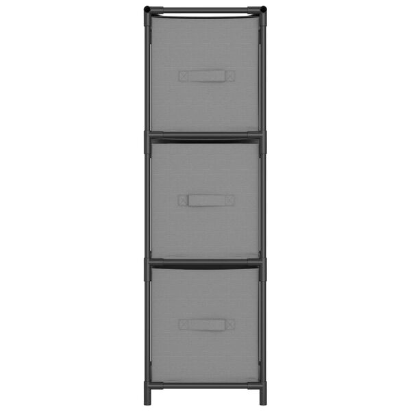 vidaXL Ντουλάπι με 3 Υφασμάτινα Συρτάρια Γκρι 34x34x101 εκ. από Ατσάλι