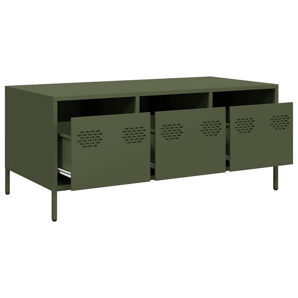 vidaXL Τραπεζάκι Σαλονιού Λαδί 101,5x50x43,5 εκ. Χάλυβα Ψυχρής Έλασης