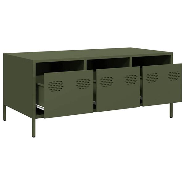 vidaXL Τραπεζάκι Σαλονιού Λαδί 101,5x50x43,5 εκ. Χάλυβα Ψυχρής Έλασης