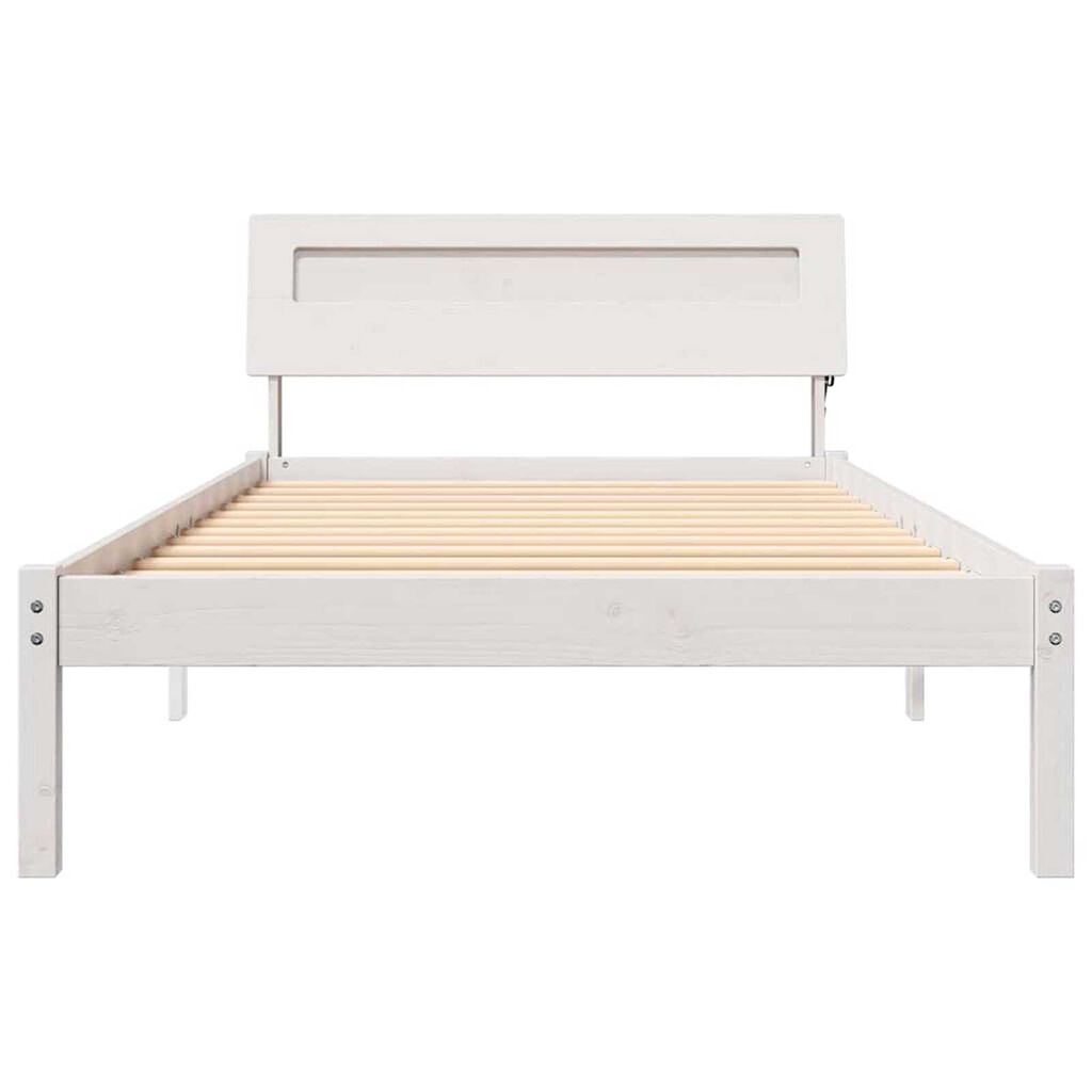 vidaXL Σκελετός Κρεβατιού Λευκό 90 x 190 cm Μασίφ ξύλο πεύκου