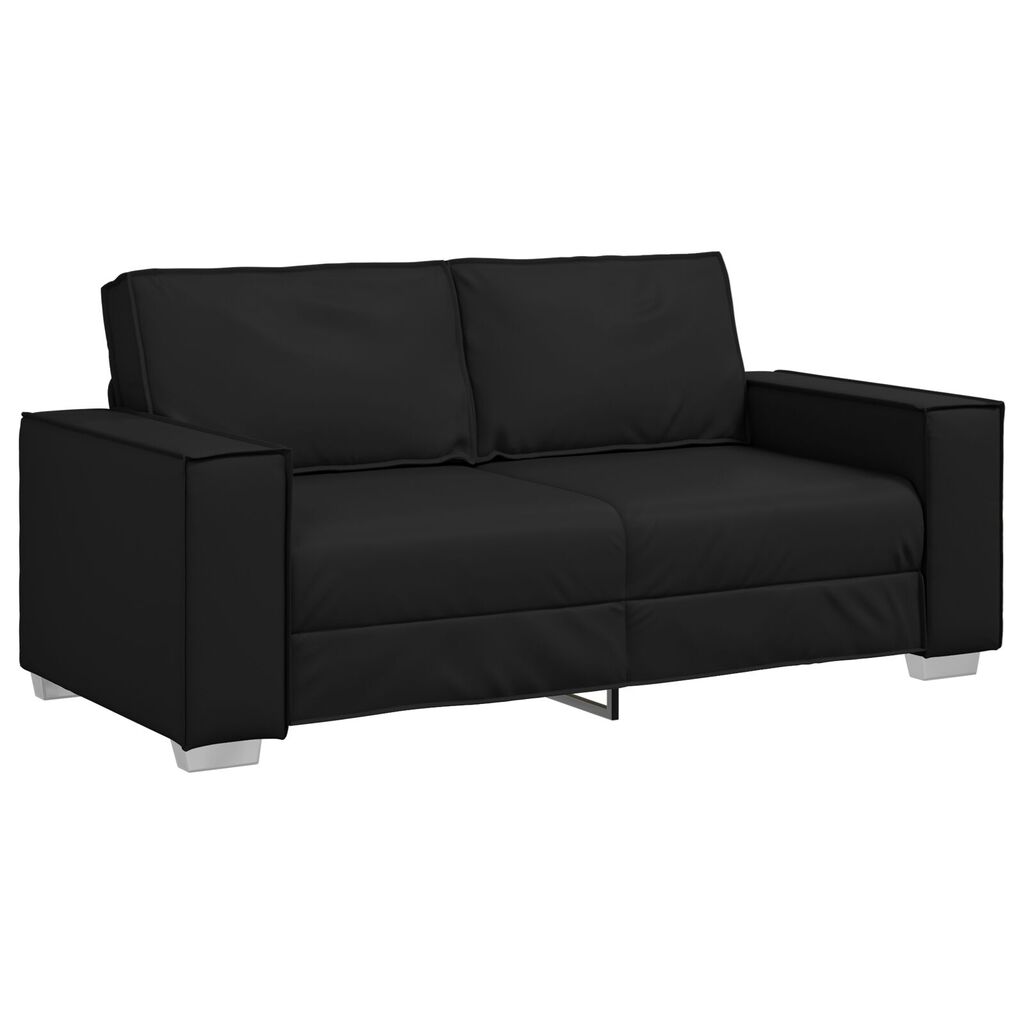 vidaXL Καναπές Loveseat Μαύρος 140 εκ Ψεύτικο Δέρμα