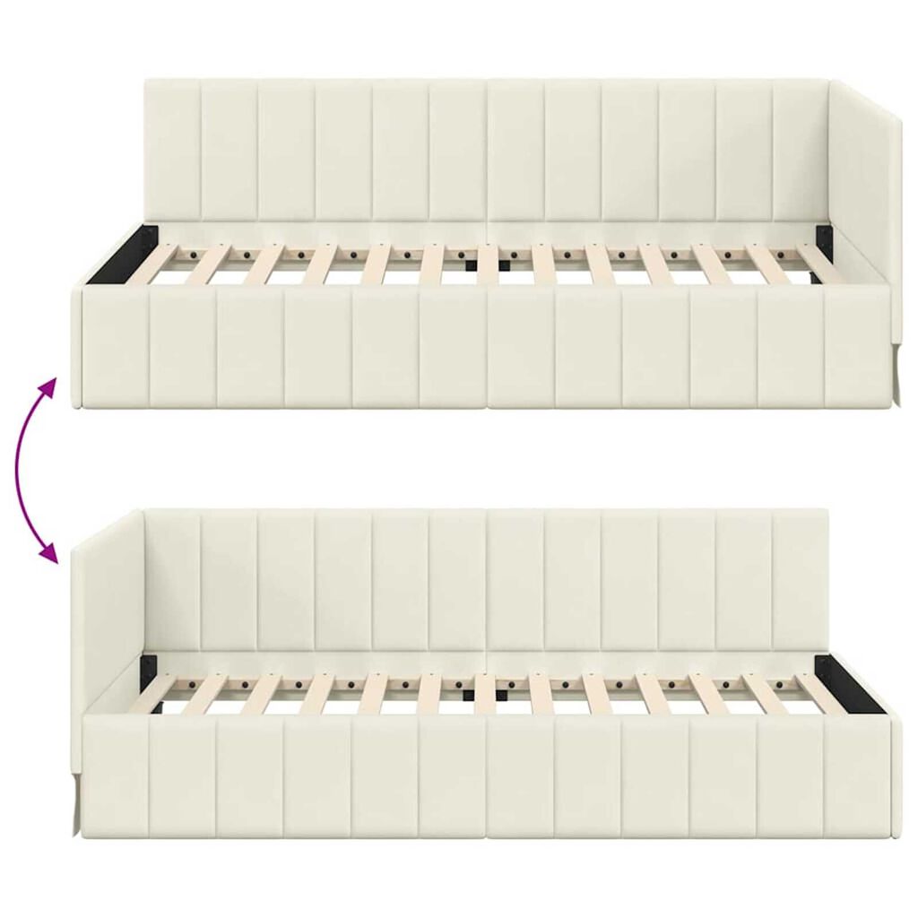 vidaXL Κρεβάτι Γωνίας με κεφαλάρι Κρεμ 100 x 200 cm Βελούδο