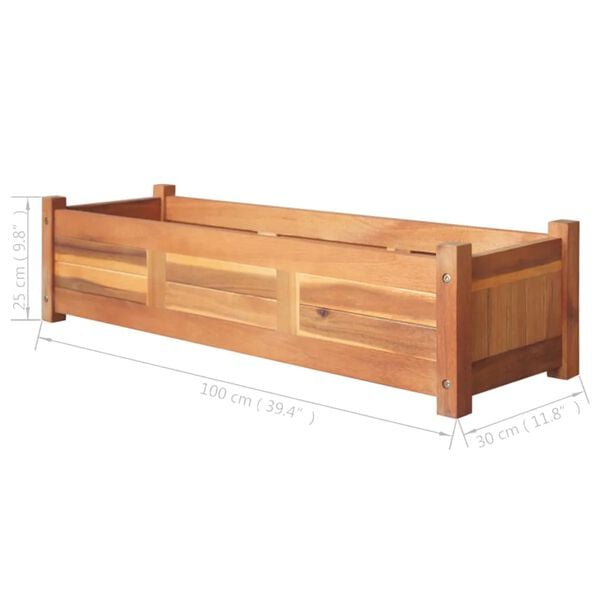 vidaXL Ζαρντινιέρες Υπερυψωμένες 2 τεμ. 100x30x25 εκ. από Ξύλο Ακακίας
