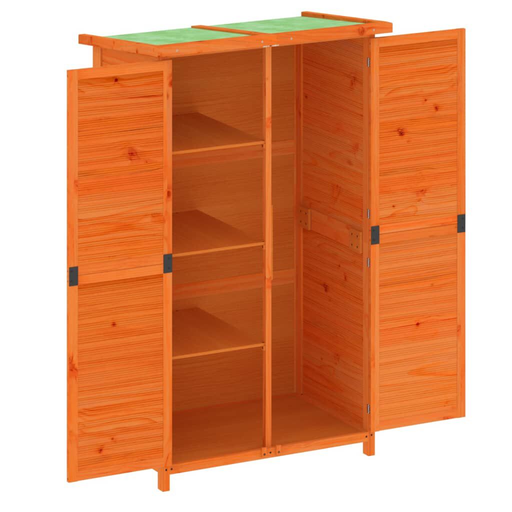 vidaXL Αποθήκη Εργαλείων Κήπου Καφέ 83x57x140 εκ. Μασίφ Ξύλο Πεύκου