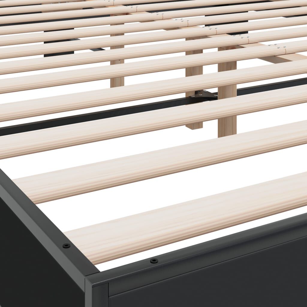 vidaXL Πλαίσιο Κρεβατιού Μαύρο 160 x 200 εκ. Επεξ. Ξύλο & Μέταλλο
