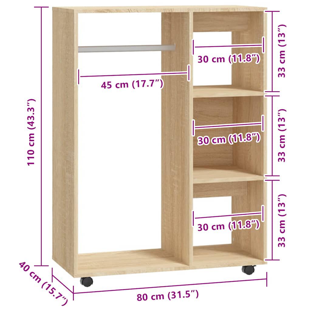 vidaXL Ντουλάπα Sonoma Δρυς 80 x 40 x 110 εκ. από Επεξ. Ξύλο