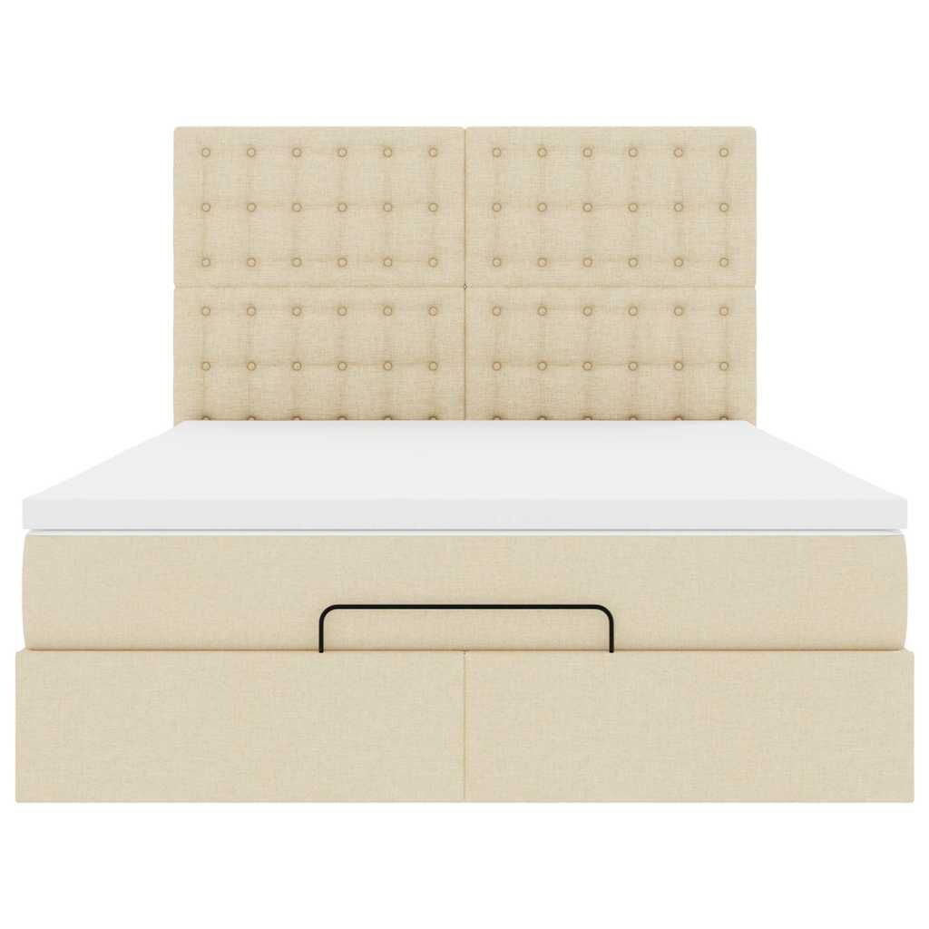 vidaXL Οθωμανικό κρεβάτι με στρώμα Cream 140x190cm ύφασμα
