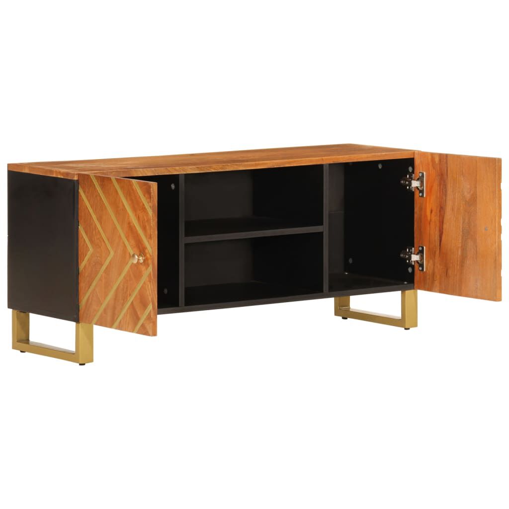 vidaXL Έπιπλο Τηλεόρασης Καφέ/Μαύρο 105x33,5x46 εκ. Μασίφ Ξύλο Μάνγκο