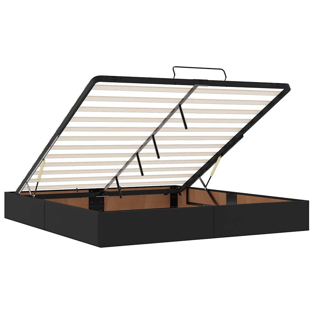 vidaXL Οθωμανικό κρεβάτι με στρώμα & LEDs Μαύρο 160x200cm Faux Leather