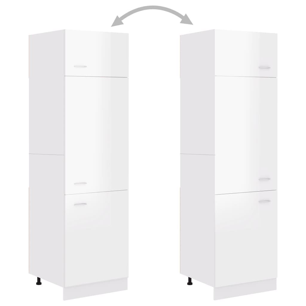 vidaXL Ντουλάπι Ψυγείου Lyon Γυαλιστερό Λευκό 60x57x207 εκ. Επεξ. Ξύλο