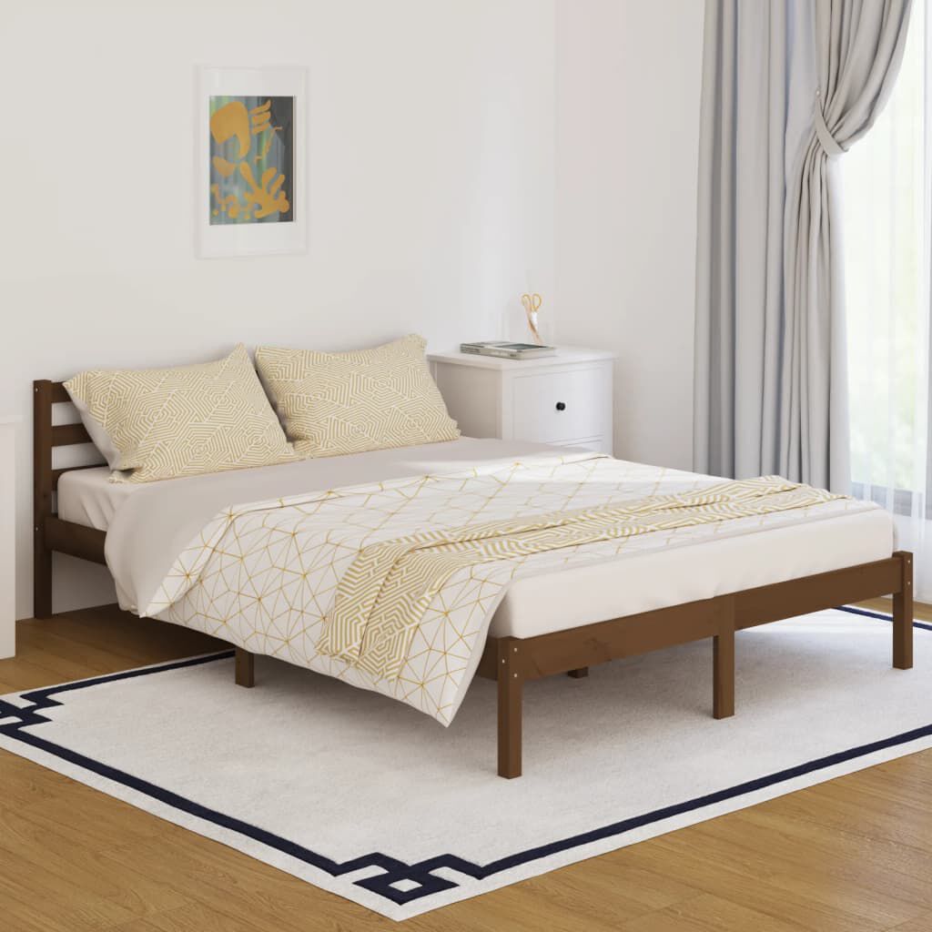 vidaXL Πλαίσιο Κρεβατιού Καφέ Μελί 140 x 200 εκ. από Μασίφ Ξύλο Πεύκου