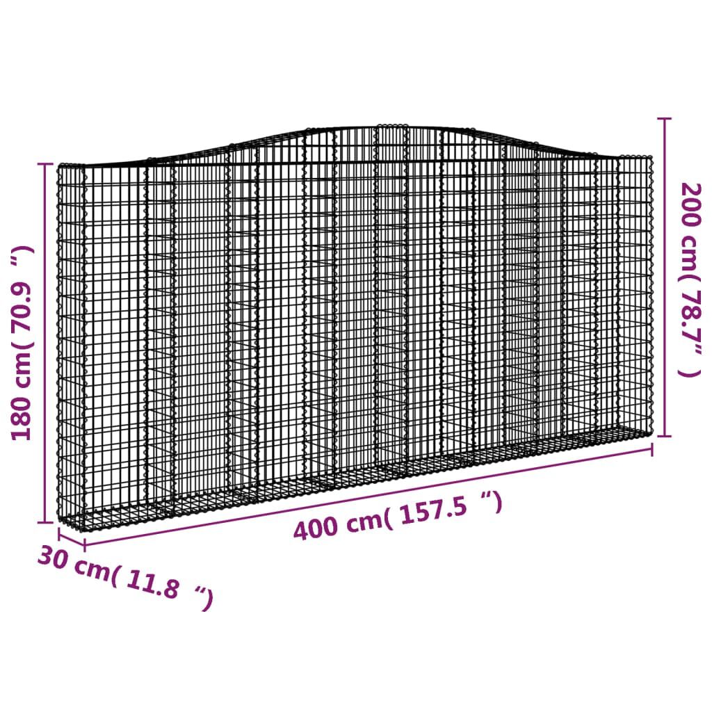vidaXL Συρματοκιβώτια Τοξωτά 5 τεμ. 400x30x180/200 εκ. Γαλβαν. Ατσάλι
