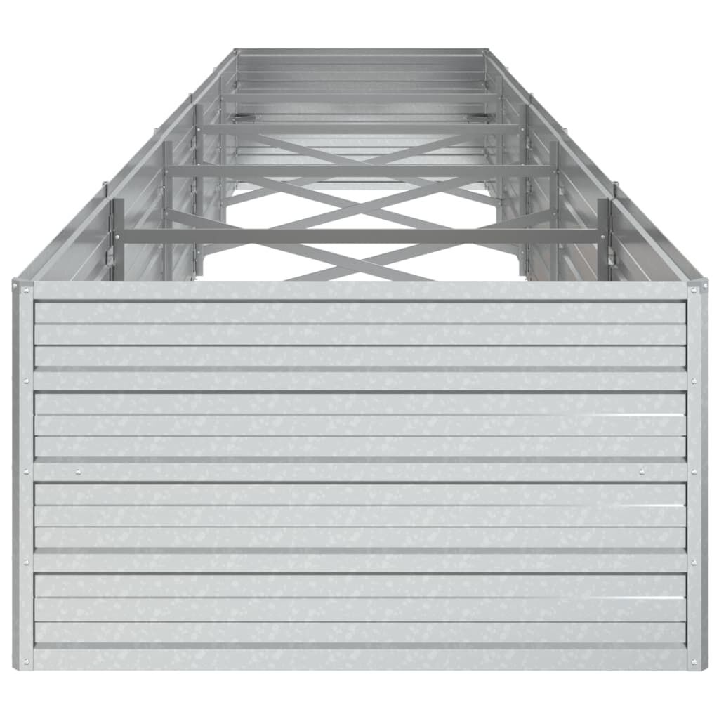 vidaXL Ζαρντινιέρα Υπερυψωμένη Ασημί 400x80x45 εκ. Γαλβανισμ. Χάλυβας