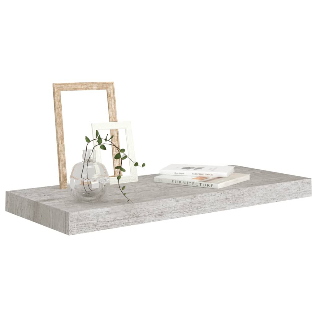 vidaXL Ράφια Τοίχου 2 τεμ. Γκρι Σκυροδέματος 60 x 23,5 x 3,8 εκ. MDF