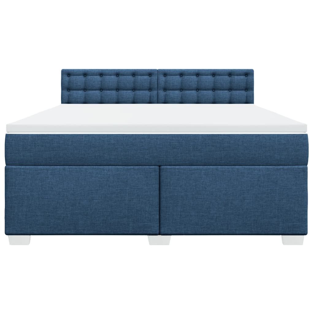 vidaXL Κρεβάτι Boxspring με Στρώμα Μπλε 180x200 εκ. Υφασμάτινο