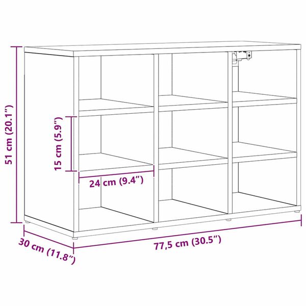 vidaXL Ντουλάπα Παπουτσιών με ράφι artisan δρυς 77.5 x 30 x 51 εκ.
