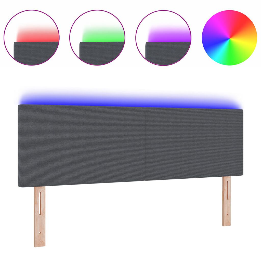 vidaXL LED Κεφαλάρι Σε Απλή Σχεδίαση Σκούρο Γκρι 80 εκ. Κορντούρα
