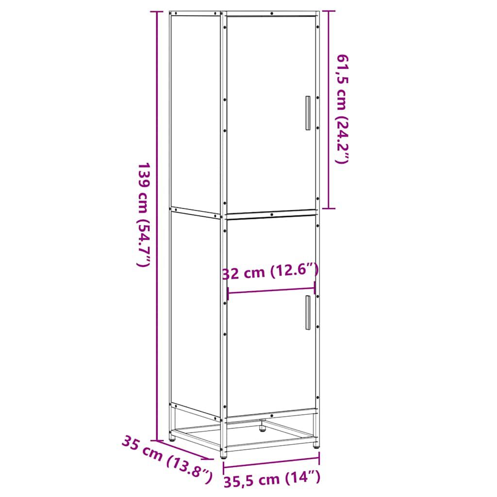 vidaXL Highboard Grey Sonoma Κατασκευασμένο ξύλο και μέταλλο