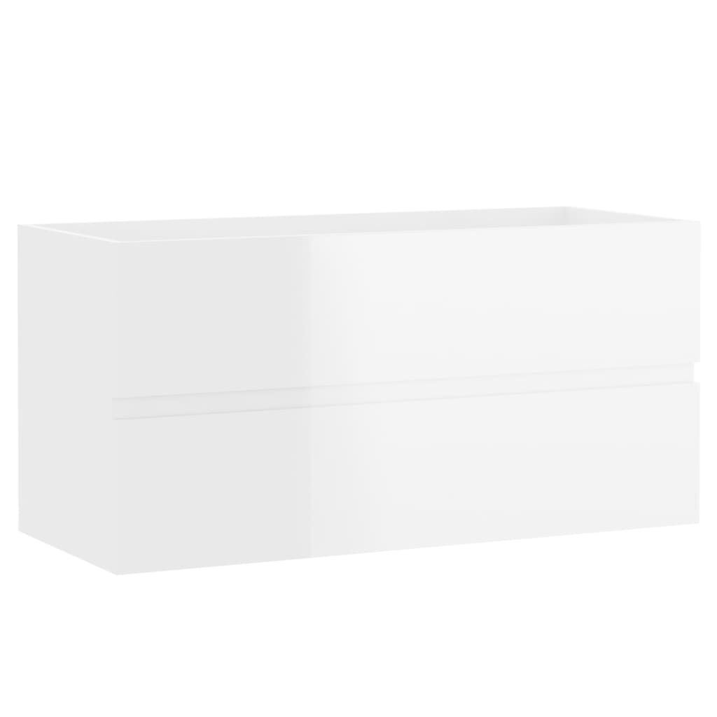 vidaXL Ντουλάπι Νιπτήρα Γυαλιστερό Λευκό 90x38,5x45 εκ. από Επεξ. Ξύλο