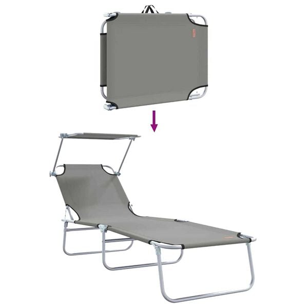 vidaXL Ξαπλώστρα 2-πρόσωπο 2 pcs Γκρι 58 x 188 x 77 εκ. ύφασμα