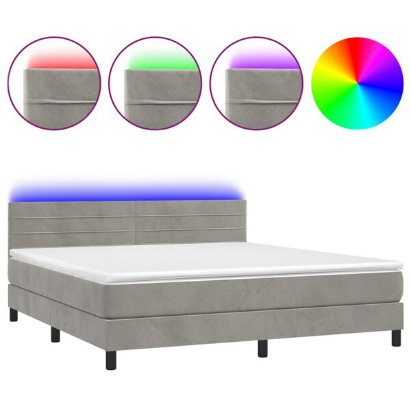 vidaXL &Kappa;&rho;&epsilon;&beta;ά&tau;&iota; Boxspring &mu;&epsilon; &Sigma;&tau;&rho;ώ&mu;&alpha; & LED &Alpha;&nu;.&Gamma;&kappa;&rho;&iota; 160x200 &epsilon;&kappa;. &Beta;&epsilon;&lambda;&omicron;ύ&delta;&iota;&nu;&omicron;