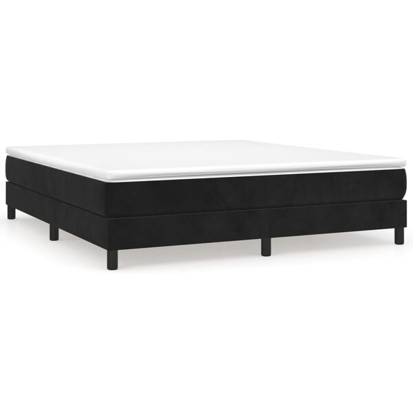 vidaXL Κρεβάτι Boxspring με Στρώμα Μαύρο 180x200 εκ. Βελούδινο