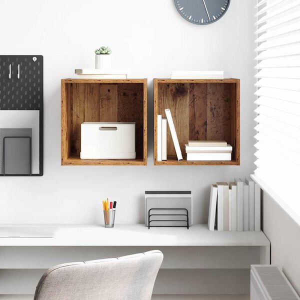 vidaXL Ντουλάπα Τοίχου με ράφι 2 pcs Παλιό ξύλο 37 x 37 x 37 εκ