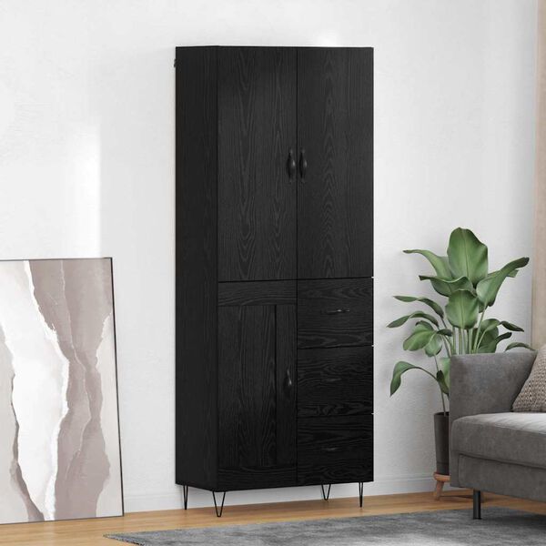 vidaXL Highboard &mu;&epsilon; &sigma;&upsilon;&rho;&tau;ά&rho;&iota; 2 pcs &Mu;&alpha;ύ&rho;&eta; &Omicron;&xi;&upsilon;ά &Mu;&eta;&chi;&alpha;&nu;&iota;&kappa;ή &xi;&upsilon;&lambda;&epsilon;ί&alpha; &kappa;&alpha;&iota; &gamma;&upsilon;&alpha;&lambda;ί