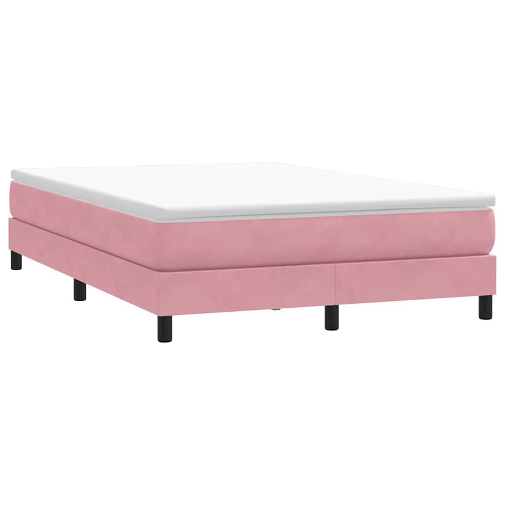 vidaXL Box Spring κρεβάτι με στρώμα ροζ 140x220 cm Βελούδινο