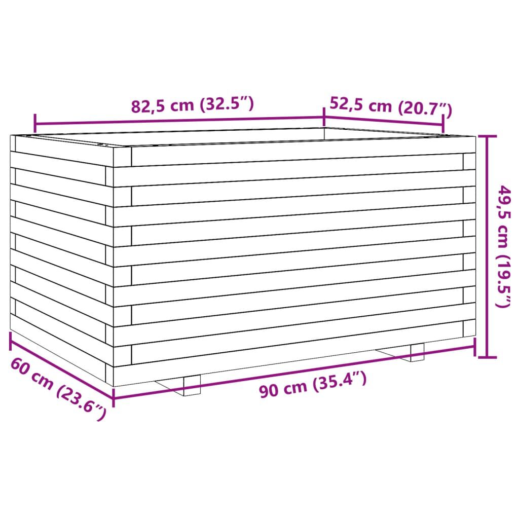 vidaXL Ζαρντινιέρα Κήπου Λευκή 90x60x49,5 εκ. από Μασίφ Ξύλο Πεύκου