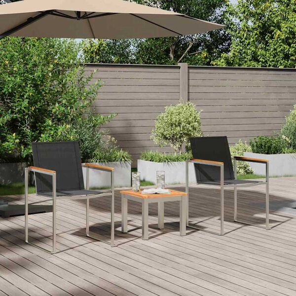 vidaXL Σετ Εξωτερικής Τραπέζης 3 pcs Καφέ και Μαύρο Μασίφ ξύλο teak