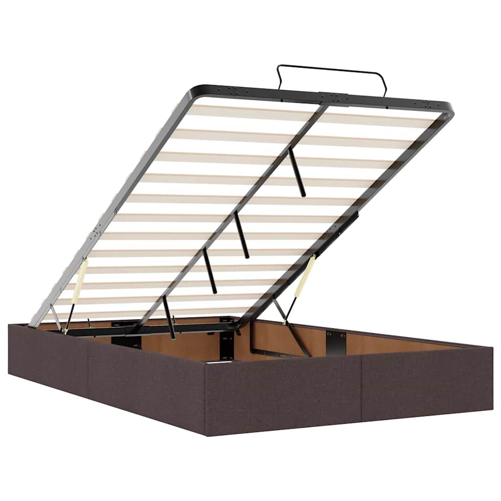 vidaXL Ottoman Κρεβάτι με Στρώμα Σκούρο Καφέ 120x200cm Ύφασμα