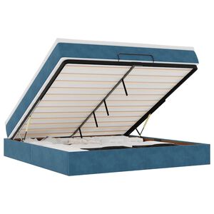 vidaXL Οθωμανικό κρεβάτι με στρώμα σκούρο μπλε 160x200cm Velvet