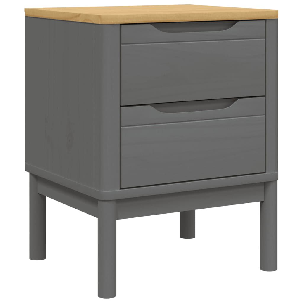 vidaXL Κομοδίνο FLORO Γκρι 45 x 39 x 57 εκ. από Μασίφ Ξύλο Πεύκου