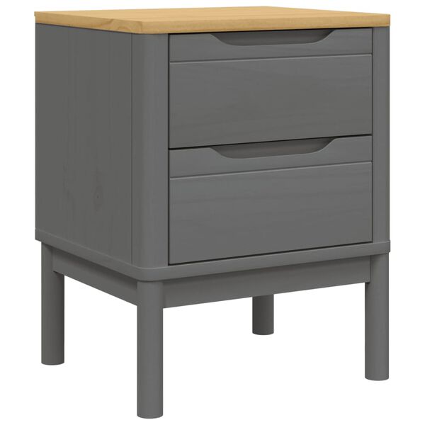vidaXL Κομοδίνο FLORO Γκρι 45 x 39 x 57 εκ. από Μασίφ Ξύλο Πεύκου