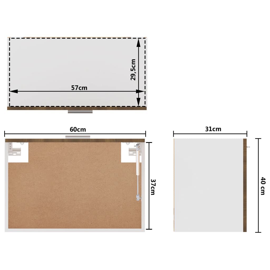 vidaXL Ντουλάπι Κρεμαστό Lyon Καφέ Δρυς 60x31x40εκ. Επεξεργασμένο Ξύλο